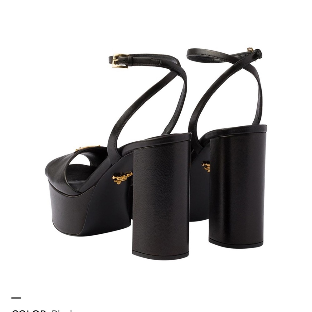 Prada Black Nappa Leather Platform Sandals new - Picture 5 of 7